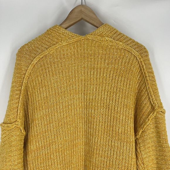 🍂🍁Free People 🤩 Oversized Sweater Womens Mustard Yellow High Hopes Cardigan🥰 - Picture 6 of 9